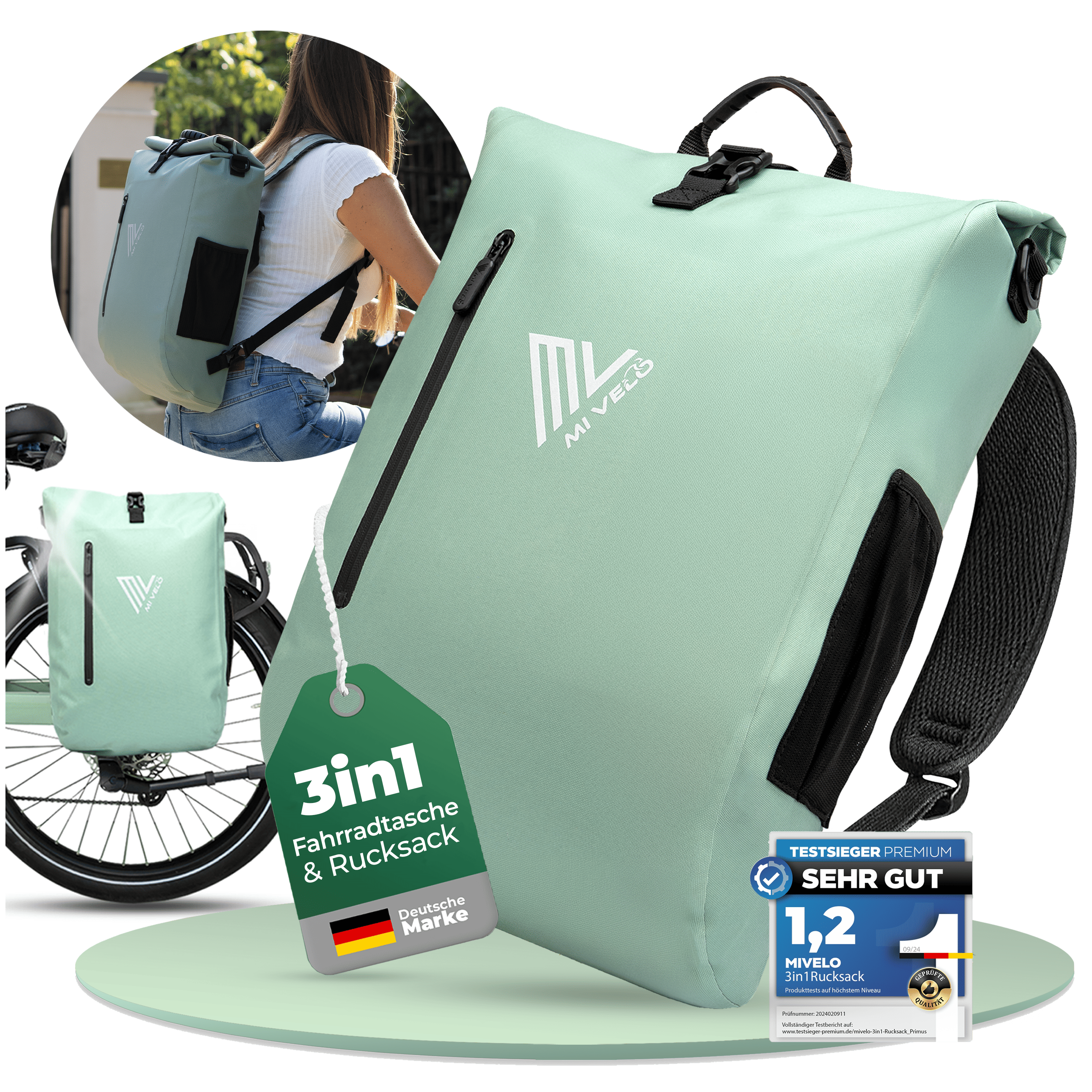 3in1 Fahrradtasche für Gepäckträger von MiVelo