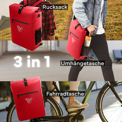 3in1 Fahrradtasche & Rucksack wasserdicht 25L "MAGNUM"