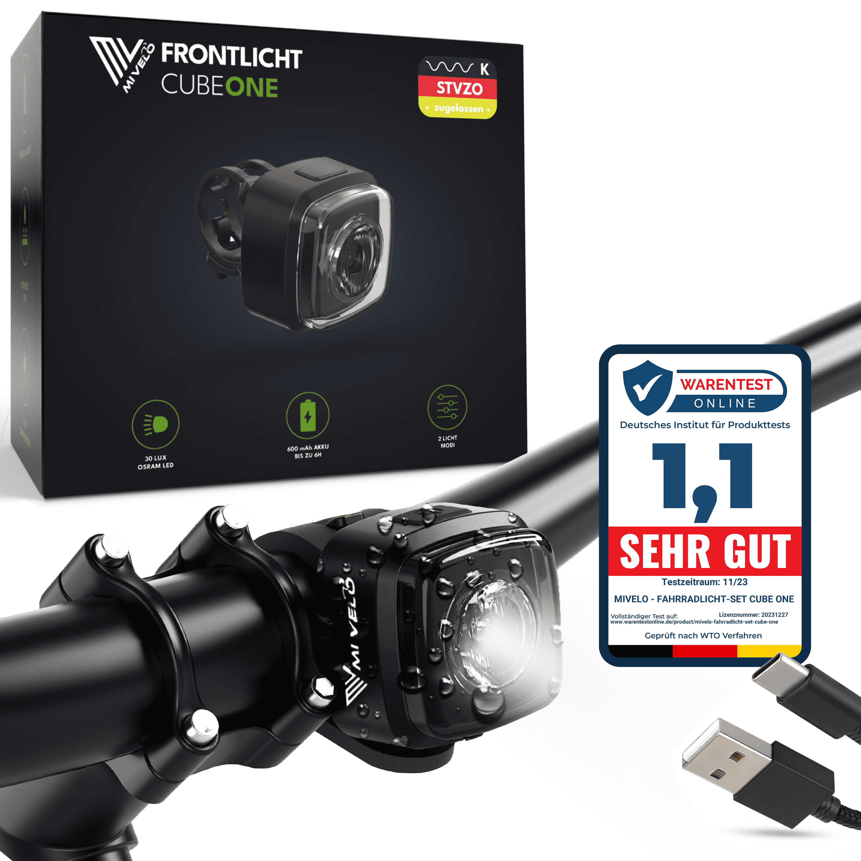 cube fahrrad licht vorne Fahrradlicht vorne 30Lux „CUBE Front“ – MIVELO