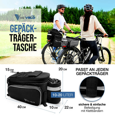 MIVELO - Gepäckträgertasche mit Isolierfunktion erweiterbar 10-20L "Keanu"