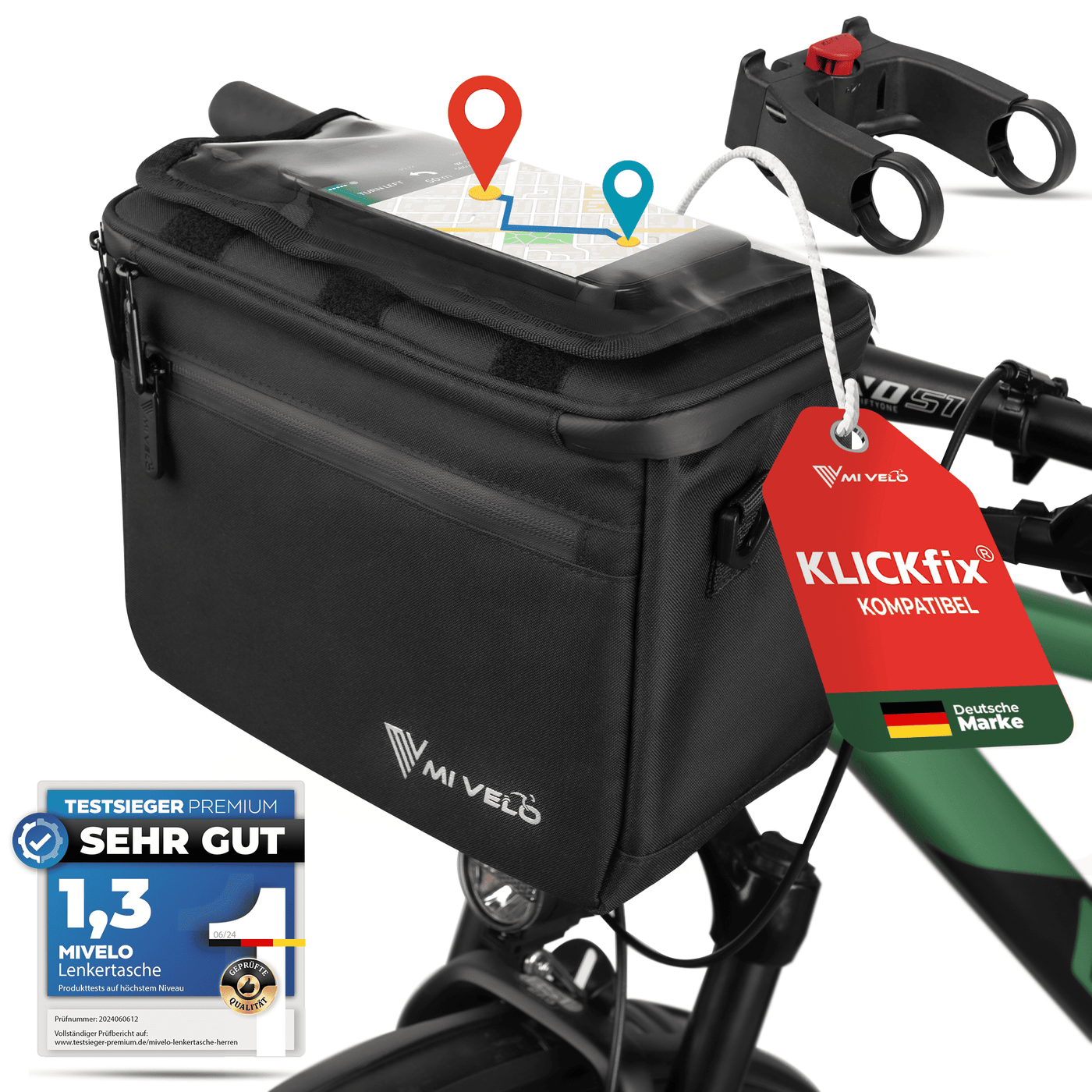 Lenkertasche Fahrrad KlickFIX mit Handyfach "OSKAR"