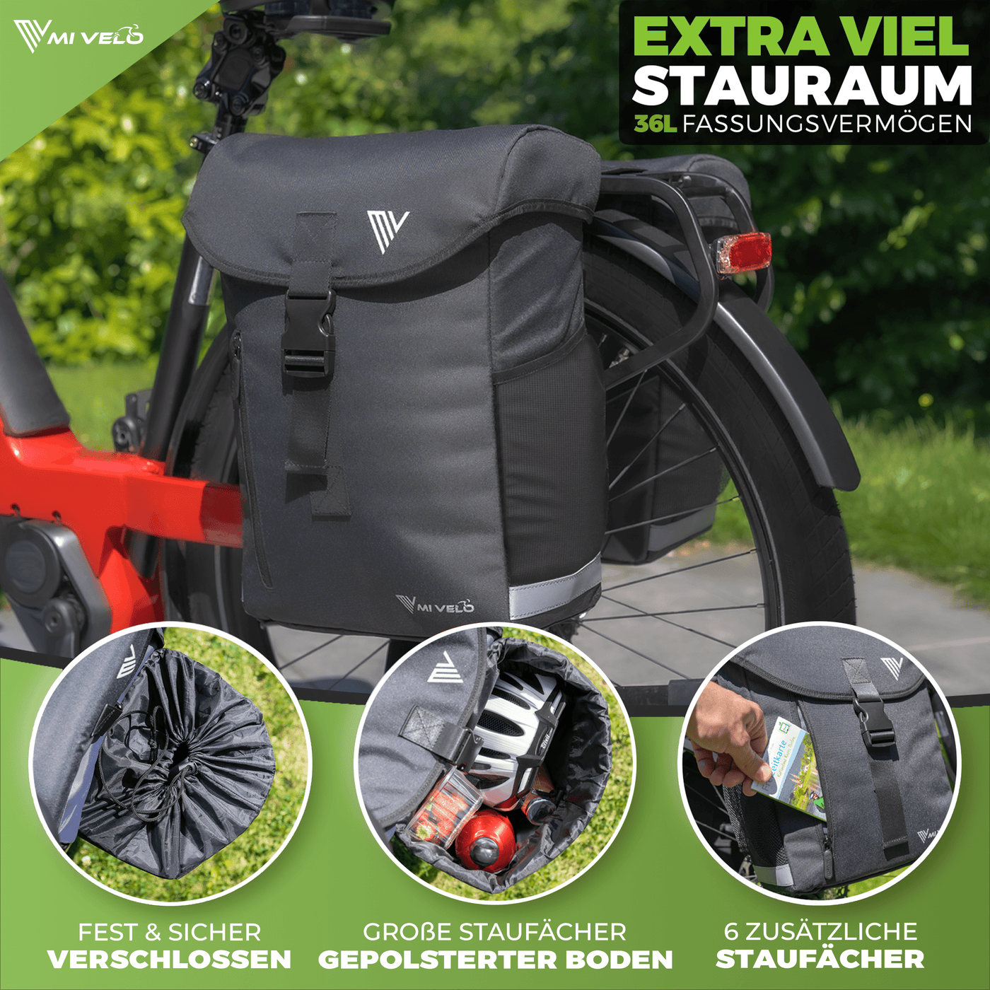 Fahrrad Doppeltasche aus recyceltem Material 36L "DUPLEX"