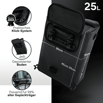 3in1 Fahrradtasche & Rucksack wasserdicht 25L "MAGNUM"