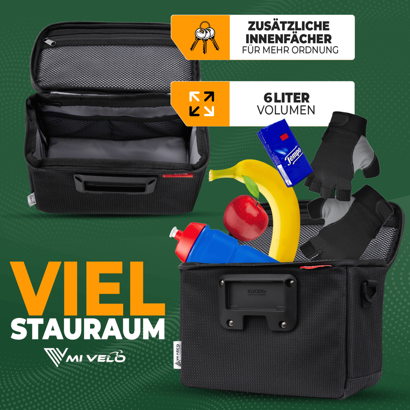 Lenkertasche Fahrrad KlickFIX mit Handyfach "OSKAR"