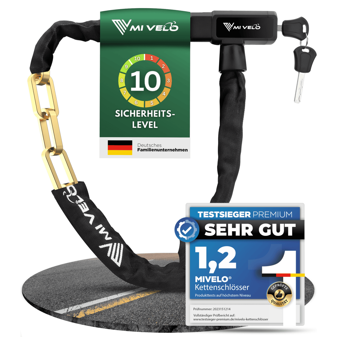 Fahrradschloss mit Vierkant-Kette & Schlüssel 85/100cm – MIVELO