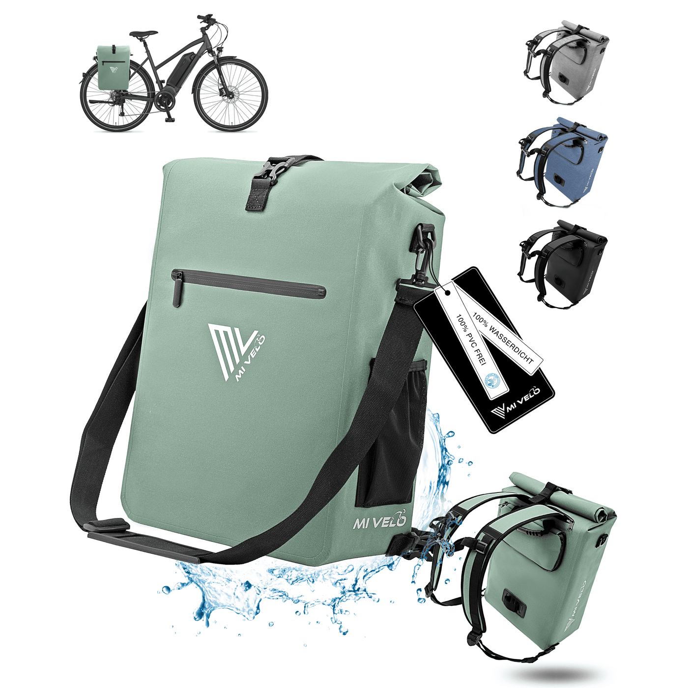 elops fahrradtasche 25l MIVELO - 3 in 1 Fahrradtasche Rucksack wasserdicht 25L
