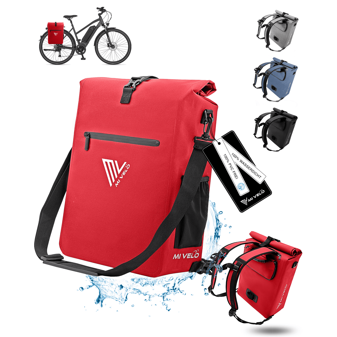 3in1 Fahrradtasche & Rucksack wasserdicht 25L "MAGNUM"