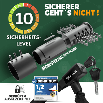 fahrradschloss 100 cm Fahrradschloss mit Vierkant-Kette & Schlüssel 85/100cm – MIVELO