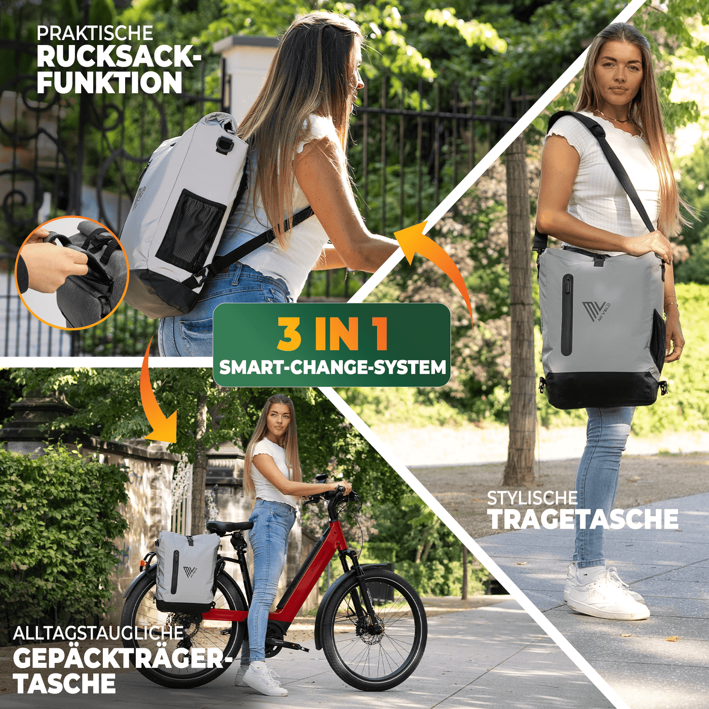 3in1 Fahrradtasche für Gepäckträger von MiVelo - Main Image