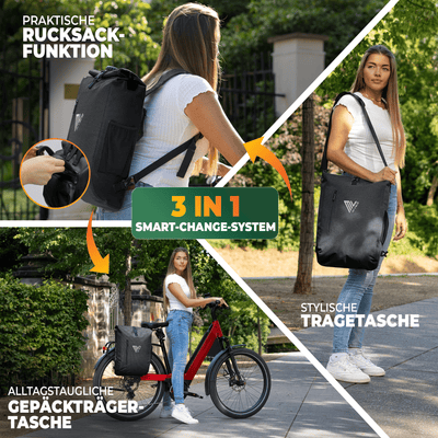 3in1 Fahrradtasche & Rucksack wasserdicht 20L "PRIMUS"