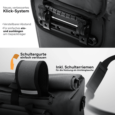 3in1 Fahrradtasche & Rucksack wasserdicht 25L "MAGNUM"