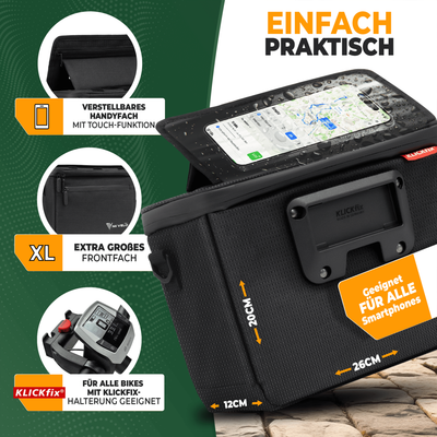 Lenkertasche Fahrrad KlickFIX mit Handyfach "OSKAR"