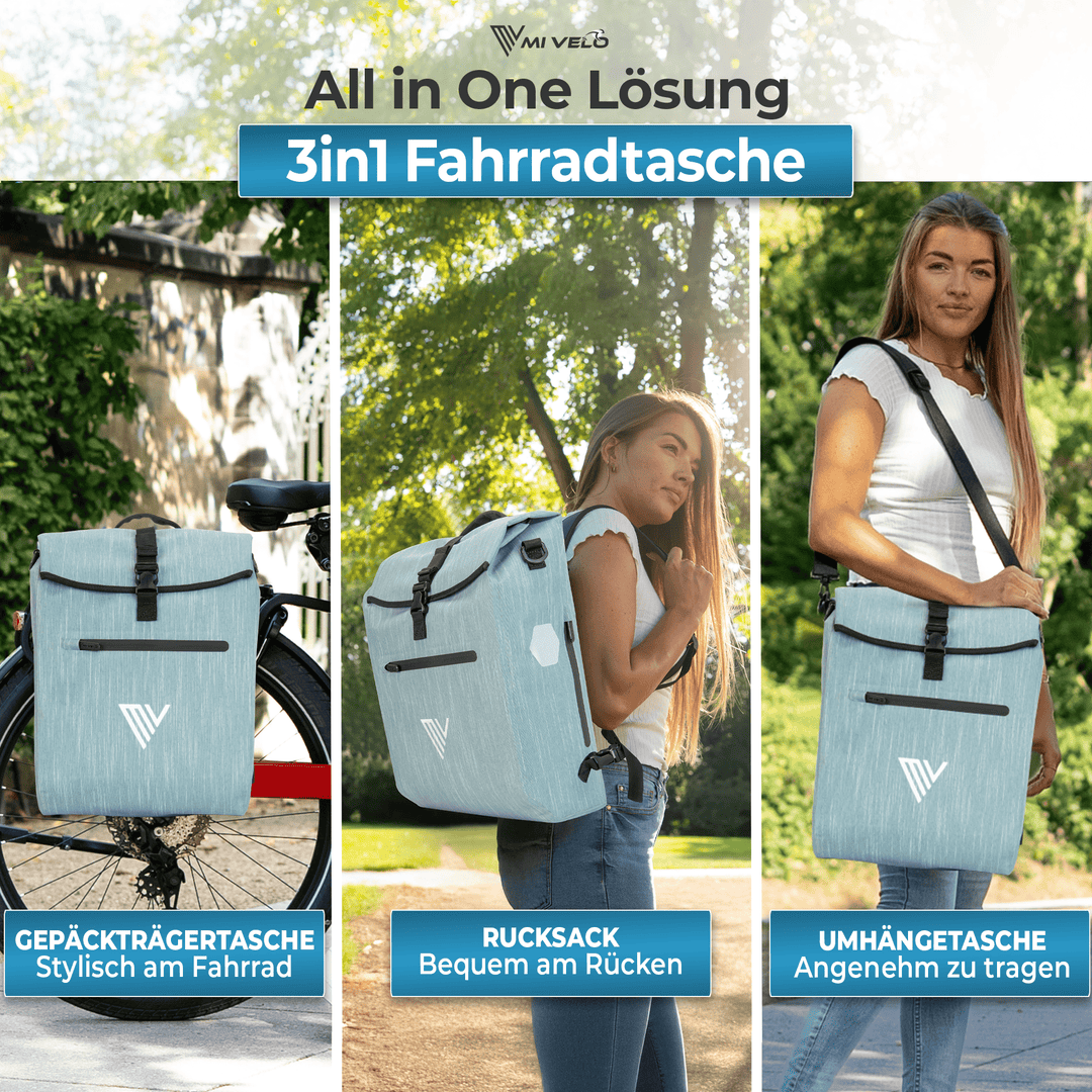 Fahrradtasche mit Rucksackfunktion 