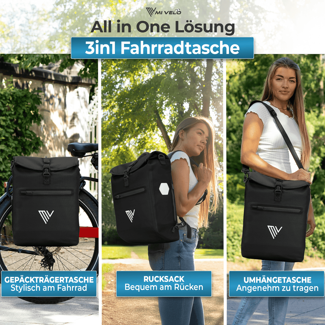 Fahrradtasche mit Rucksackfunktion 