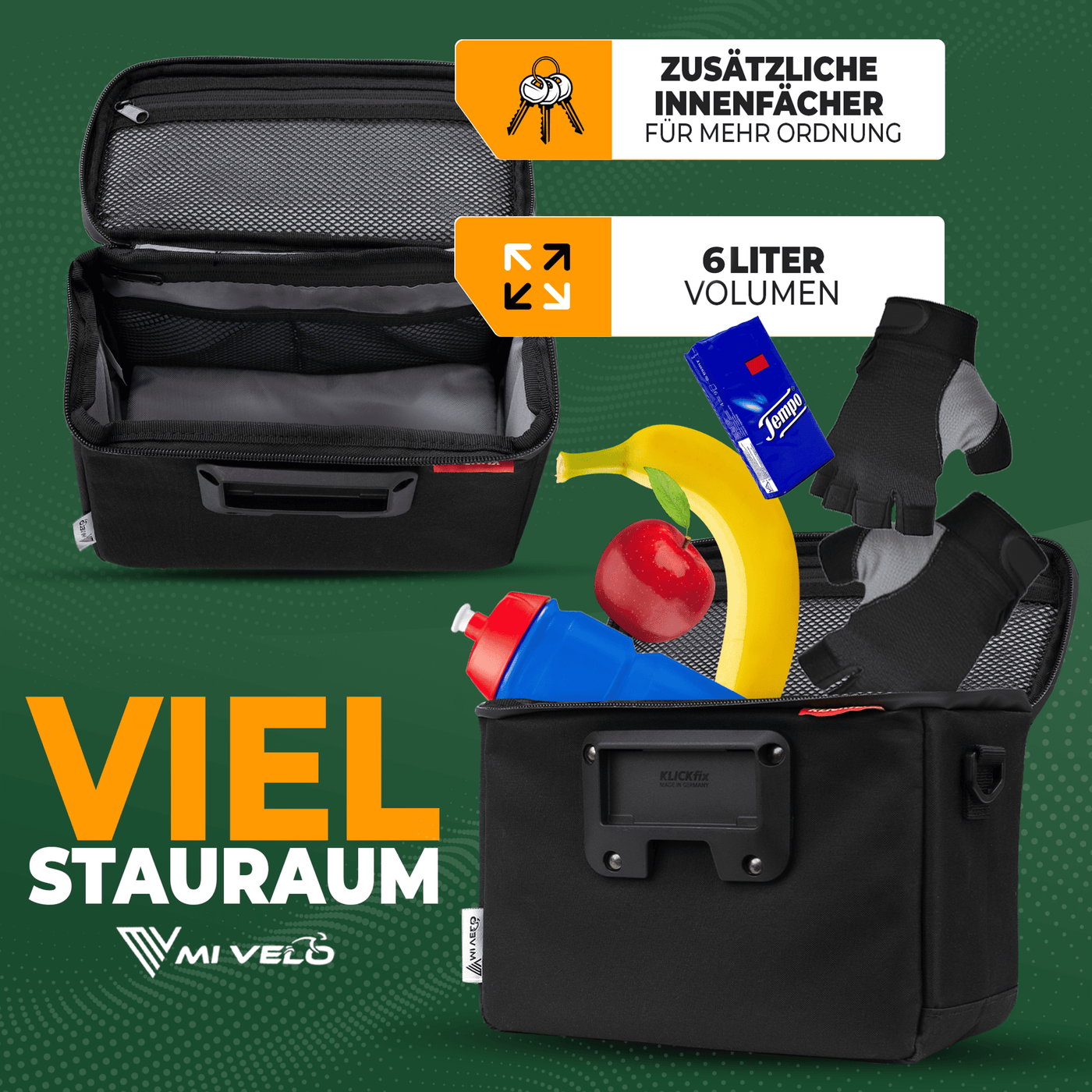 Lenkertasche Fahrrad KlickFIX mit Handyfach "OSKAR"