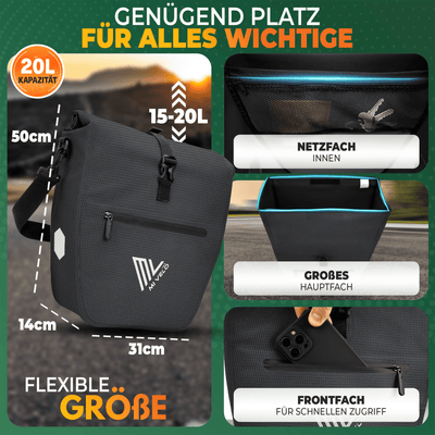 2in1 Fahrradtasche für Gepäckträger wasserdicht 20L "Capax"