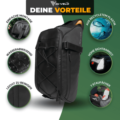 Gepäckträgertasche mit 3in1 Funktion aus recyceltem Material "Neo"