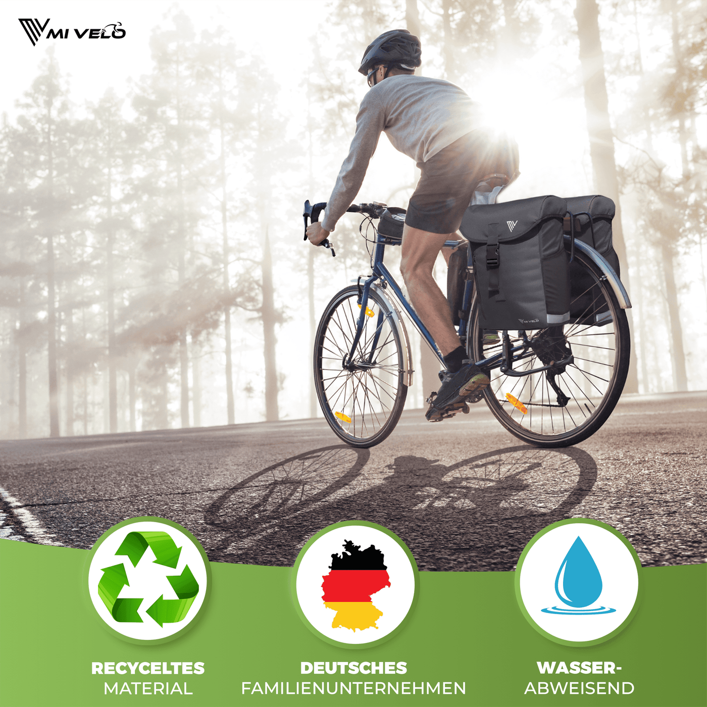 Fahrrad Doppeltasche aus recyceltem Material 36L "DUPLEX"