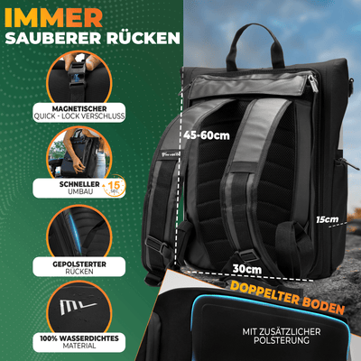 Wasserdichte Fahrradtasche & bequemer Rucksack kombiniert "EVO"