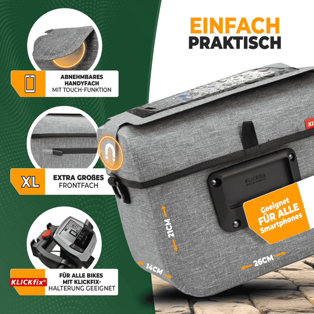 Wasserdichte Lenkertasche mit Handyfach 7L „BOB“ – MIVELO