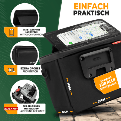 Lenkertasche Fahrrad KlickFIX mit Handyfach "OSKAR"