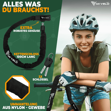 fahrradschloss nylon Fahrradschloss mit Vierkant-Kette & Schlüssel 85/100cm – MIVELO