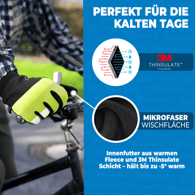 Fahrradhandschuhe Winter mit Thermo-Fleece & 3M-Thinsulate "THERMO-FIT"