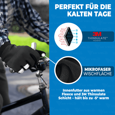 Fahrradhandschuhe Winter mit Thermo-Fleece & 3M-Thinsulate "THERMO-FIT"