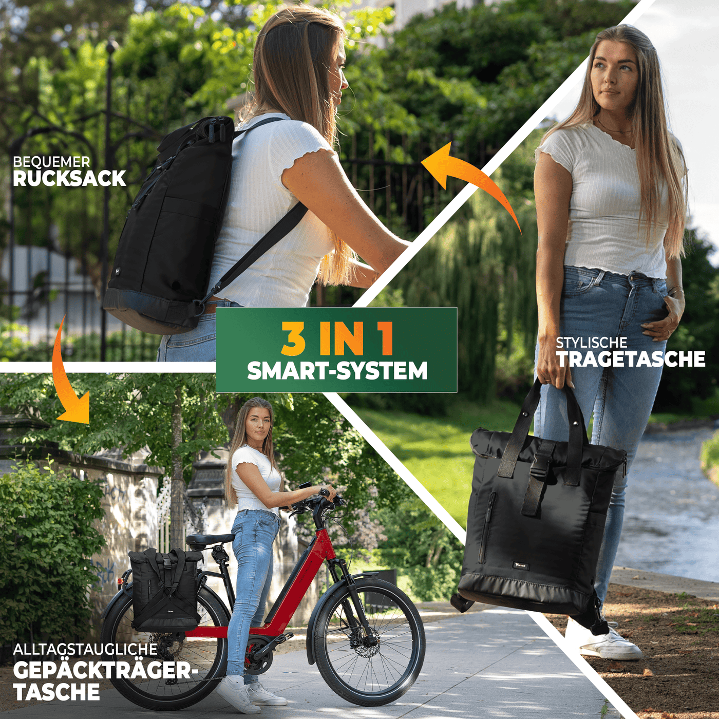Fahrradrucksack mit klappbarem Rückenteil "MAYA"