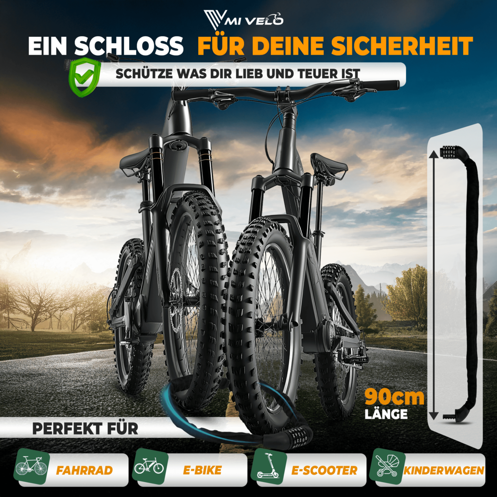 fahrradschloss e-bike zahlenschloss Kettenschloss mit Zahlencode 90cm – MIVELO TOYS Oberrider 29 Pro • Jersey Size:Large