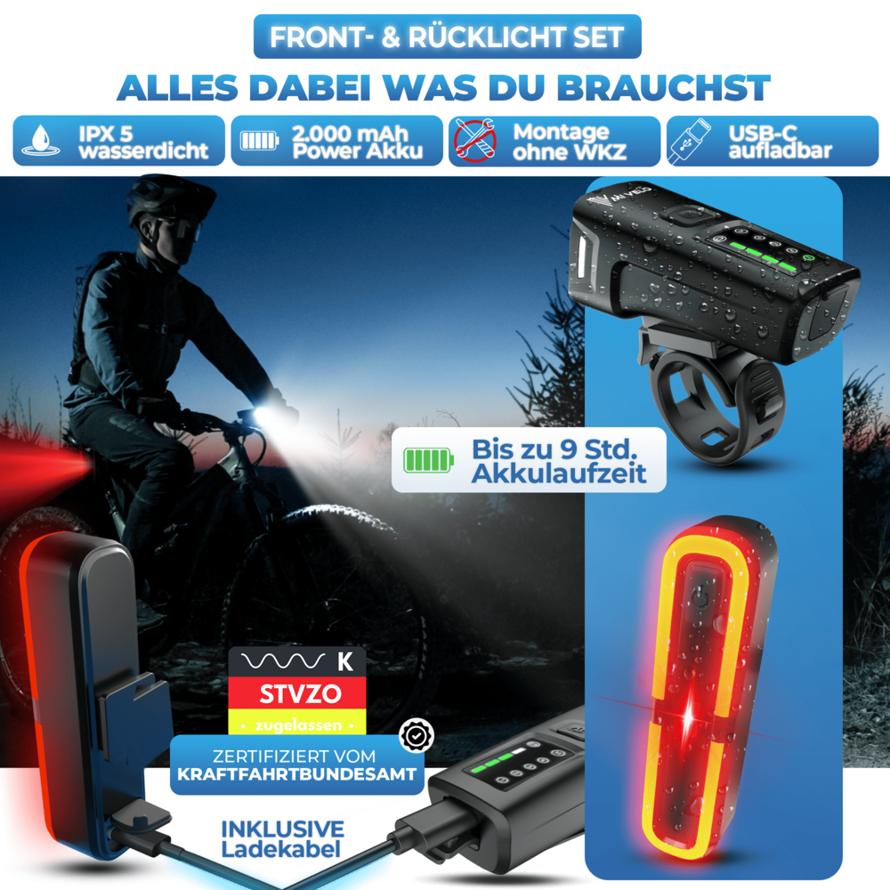 Fahrradlicht Set mit Bremsanzeige "SMART-Ultimate"