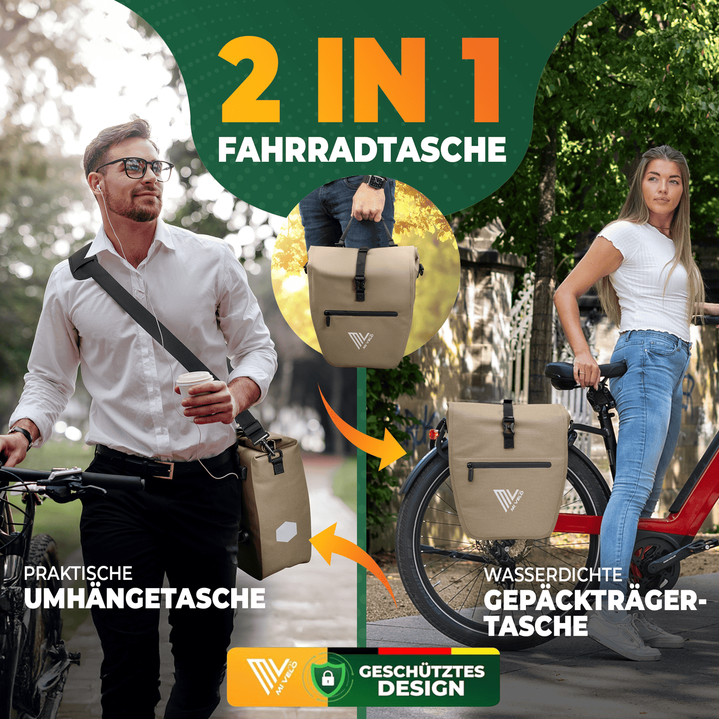 2in1 Fahrradtasche für Gepäckträger wasserdicht 20L "Capax"