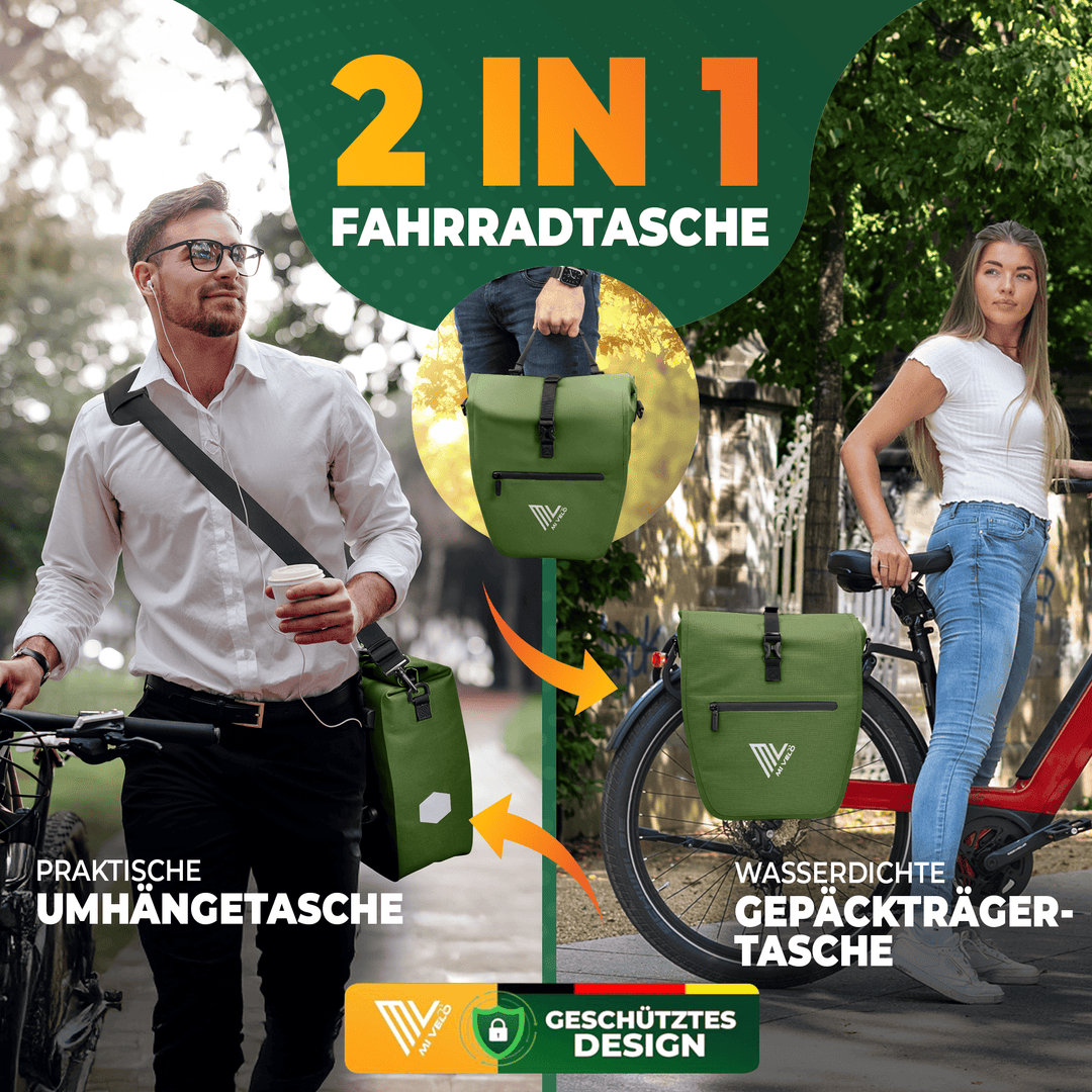 fahrradtasche gepäckträger umhängetasche 2in1 Fahrradtasche für Gepäckträger „CAPAX“ 20L – MIVELO