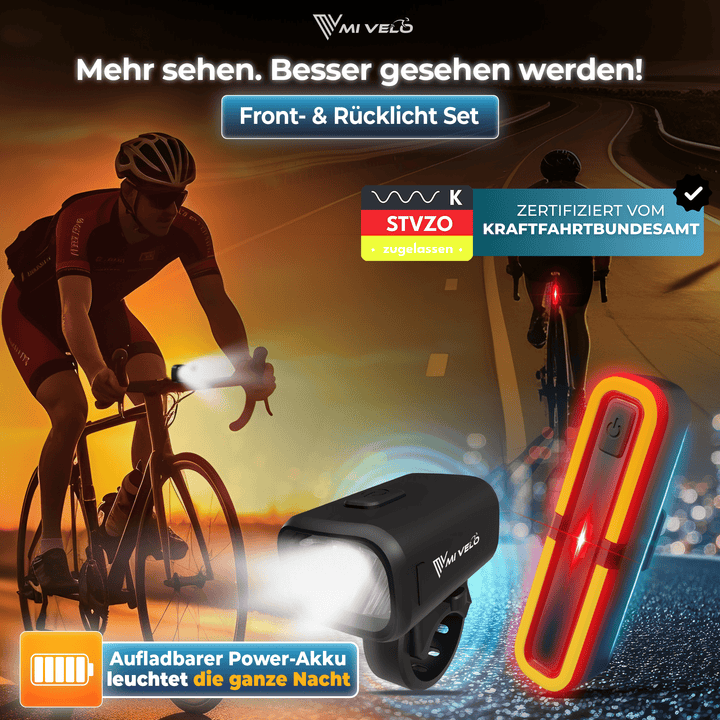 Fahrradlicht Set 50Lux mit Bremslicht 