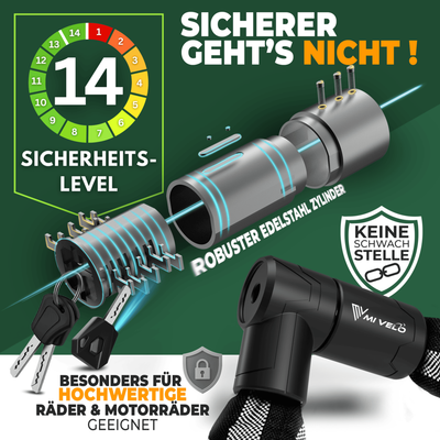 Kettenschloss Motorradschloss extra Diebstahlsicher 100/120cm "KRONOS"