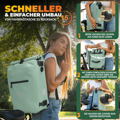 Fahrradtasche & Rucksack kombiniert - In wenigen Sekunden umgewandelt "VERSO"