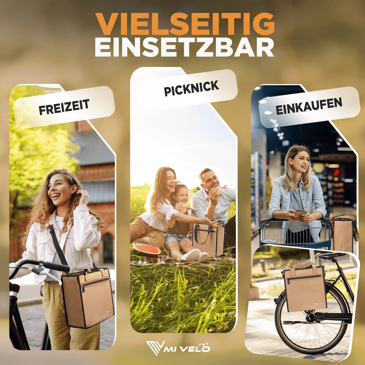 Fahrradtasche & Einkaufstasche 25L inkl. Kühltasche