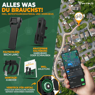 Fahrradschloss Faltschloss mit Geheimfach für AirTag
