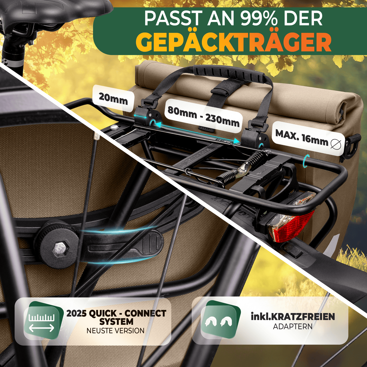 2in1 Fahrradtasche für Gepäckträger wasserdicht 20L "Capax"