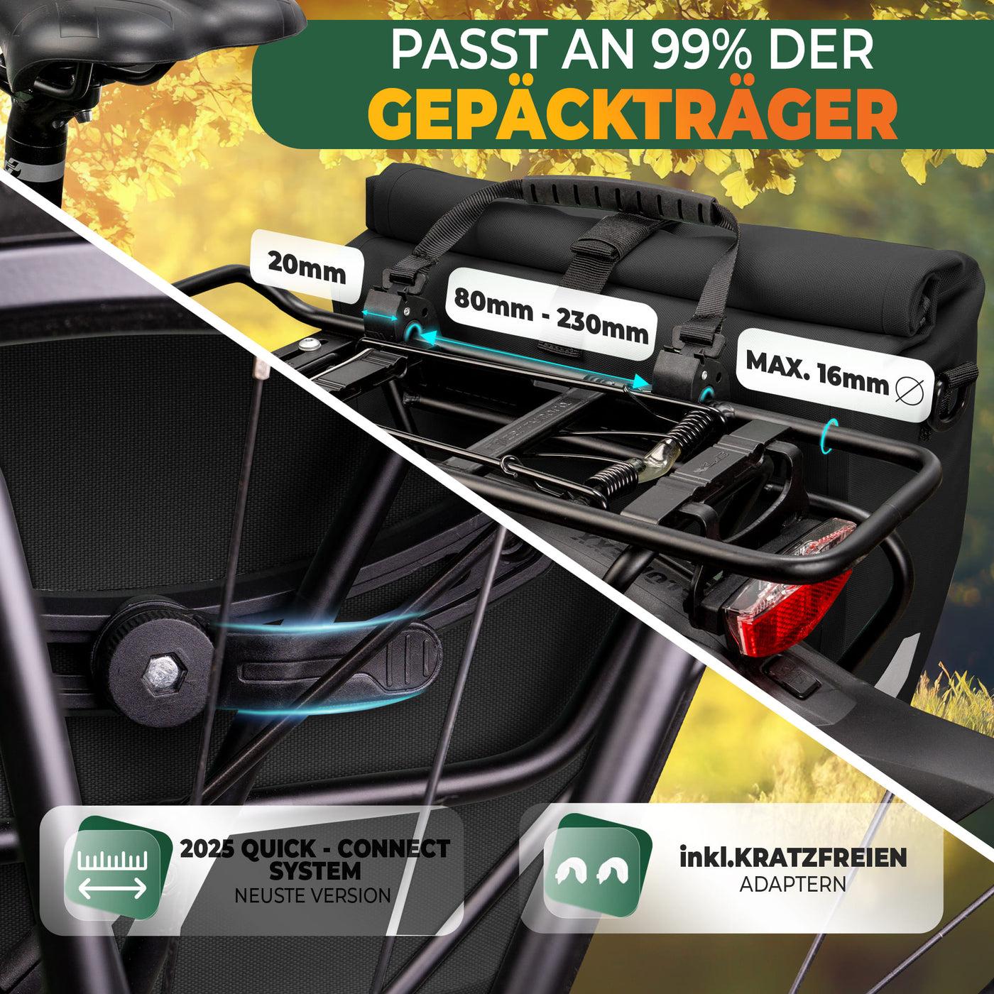 2in1 Fahrradtasche für Gepäckträger wasserdicht 20L "Capax"