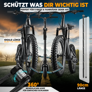 mivelo fahrradschloss Faltschloss mit Zahlencode & Metall-Drehwalzen 90 / 120cm – MIVELO