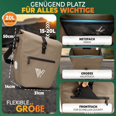 2in1 Fahrradtasche für Gepäckträger wasserdicht 20L "Capax"