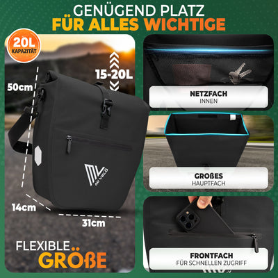 2in1 Fahrradtasche für Gepäckträger wasserdicht 20L "Capax"