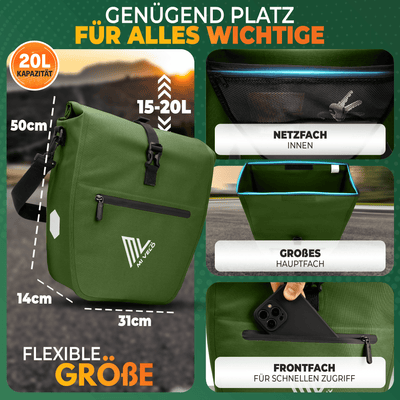 2in1 Fahrradtasche für Gepäckträger wasserdicht 20L "Capax"