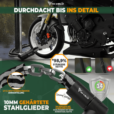 Kettenschloss Motorradschloss extra Diebstahlsicher 100/120cm "KRONOS"