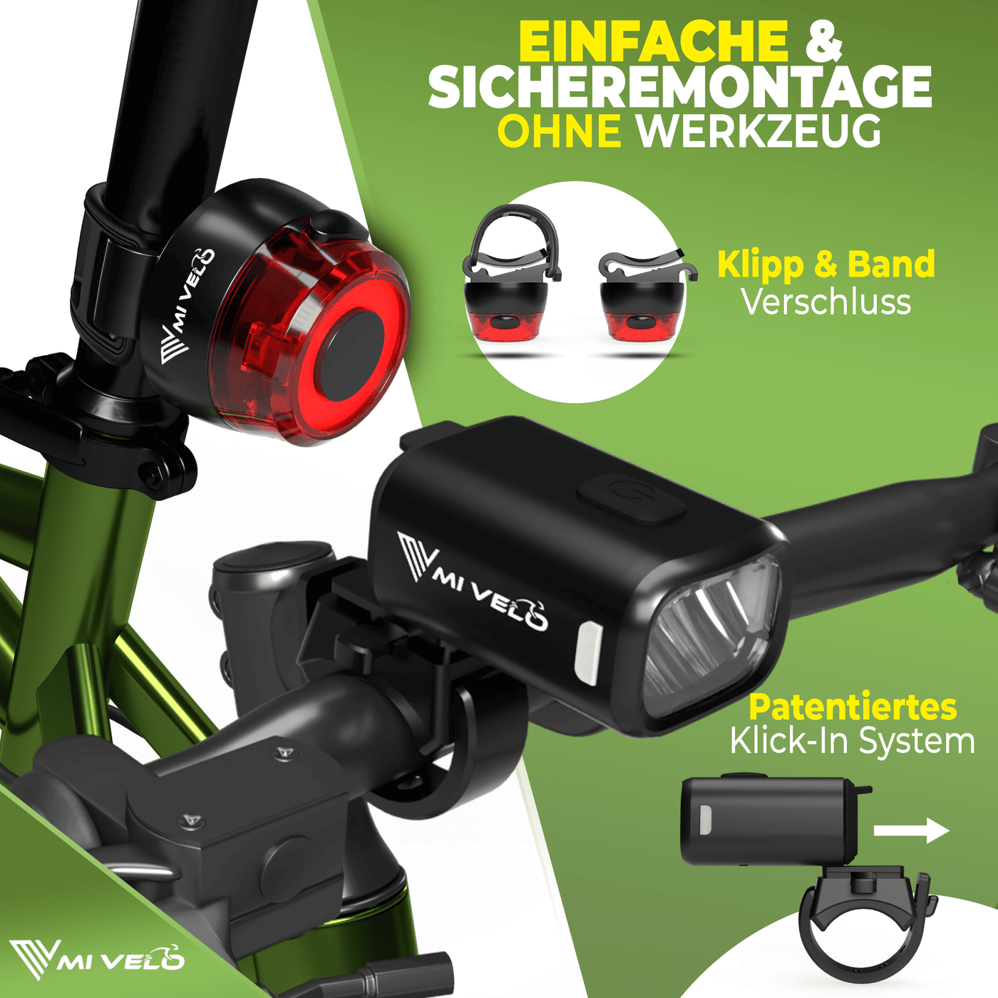 Fahrradlampen Set "SPARK ONE" USB-aufladbar