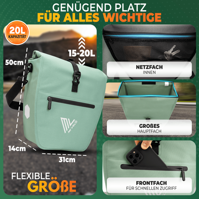2in1 Fahrradtasche für Gepäckträger wasserdicht 20L "Capax"