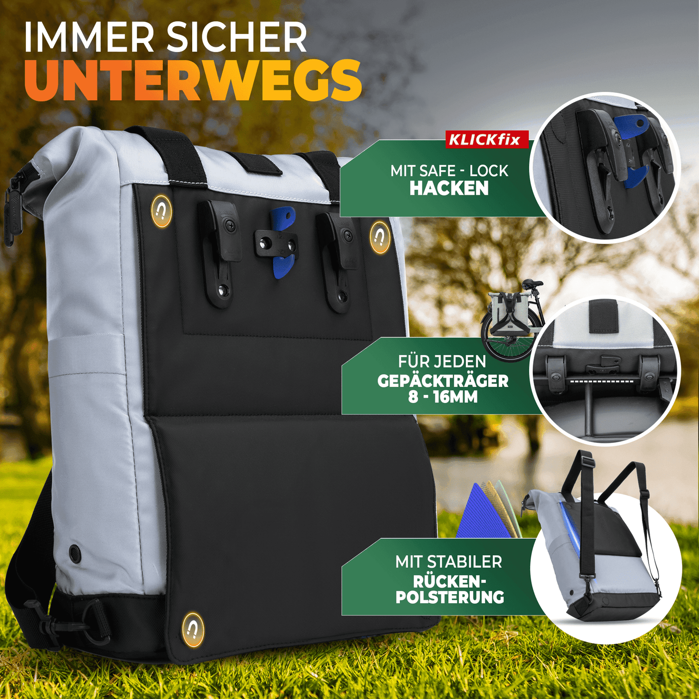 Fahrradrucksack mit klappbarem Rückenteil "MAYA"