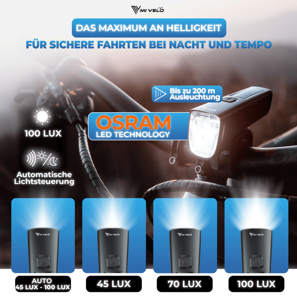 Fahrradlicht Set mit Bremsanzeige "SMART-Ultimate"