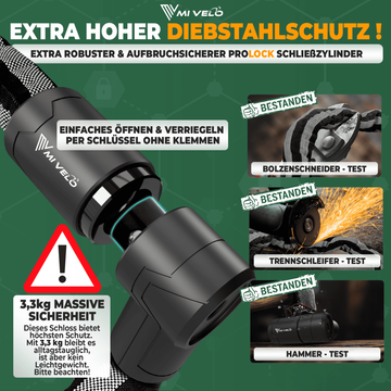 prolock fahrradschloss Robustes Kettenschloss für Motorrad & Fahrrad 100/120cm "KRONOS" – MIVELO